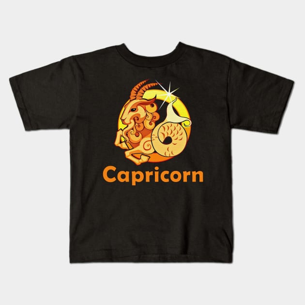 Capricorn zodiac sign Kids T-Shirt by tonkashirts